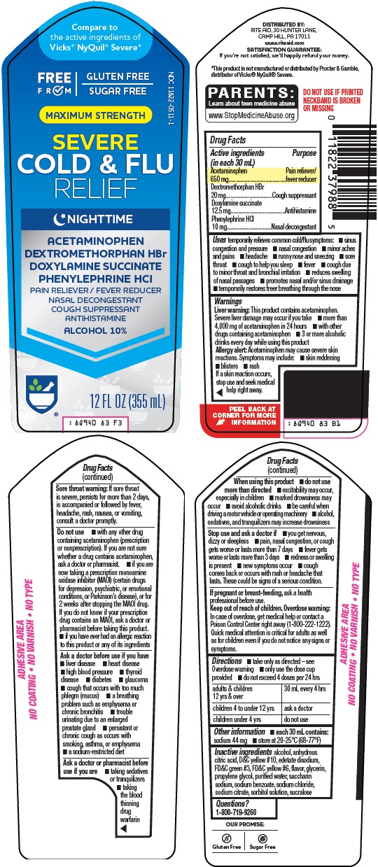 Pill image for Rite Aid Corporation Nighttime Severe Cold & Flu Relief Drug Facts