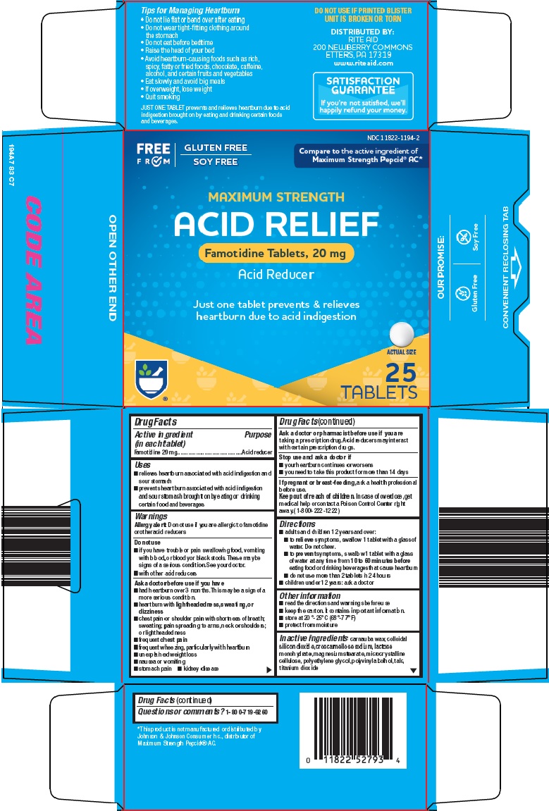 Pill image for rite aid corporation acid relief drug facts