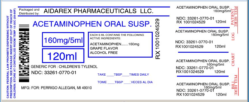 Pill image for Perrigo Children’s Pain Relief Drug Facts