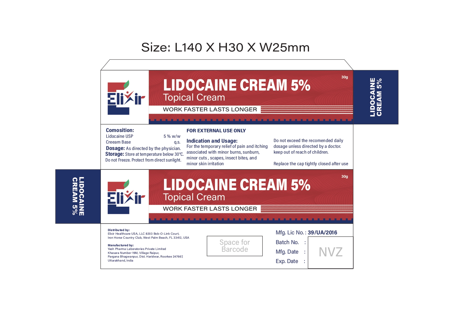 Pill image for Elixirlidofast Lidocaine 5% Cream