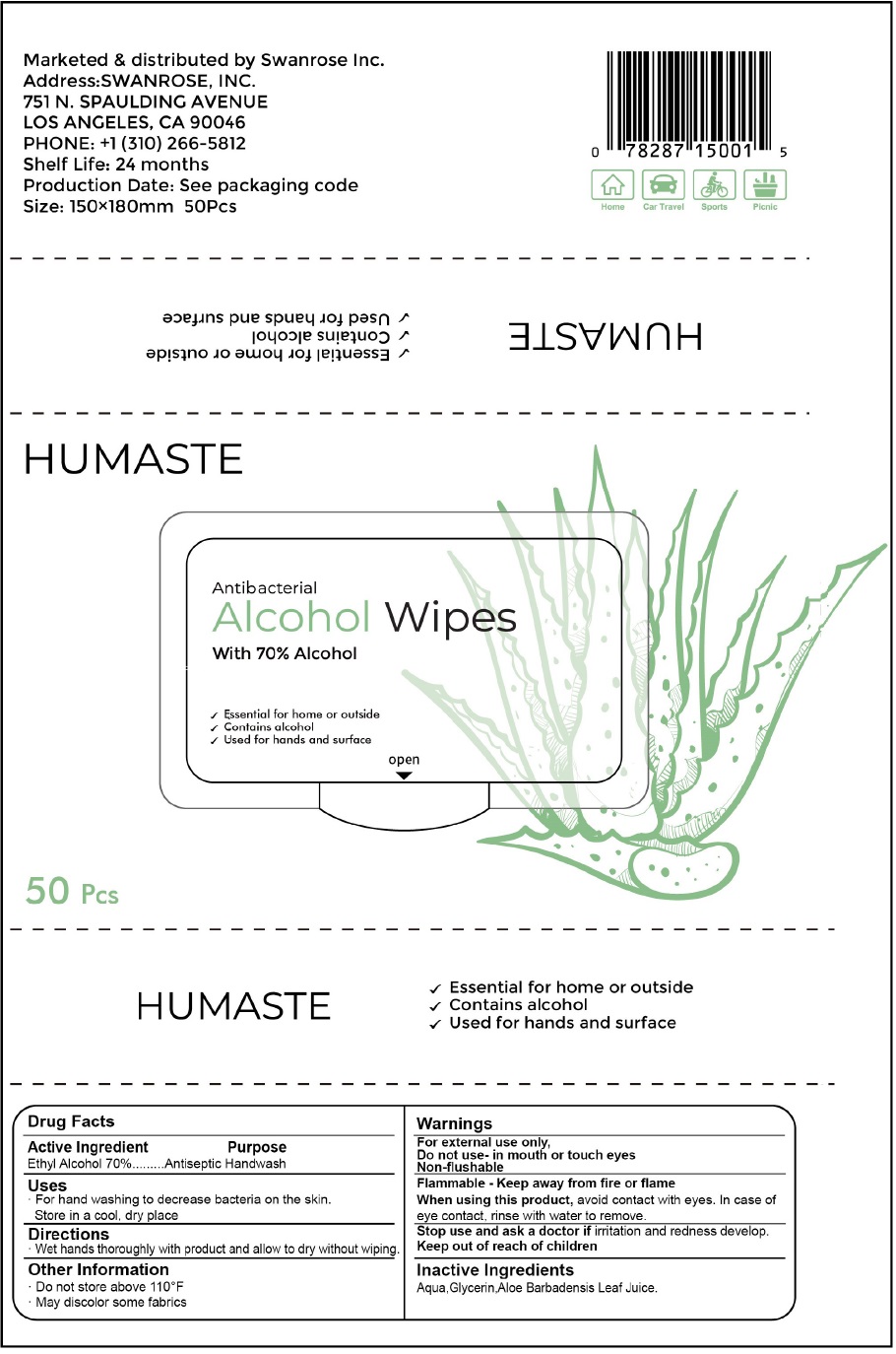 Pill image for Humaste antibacterial Alcohol Wipes