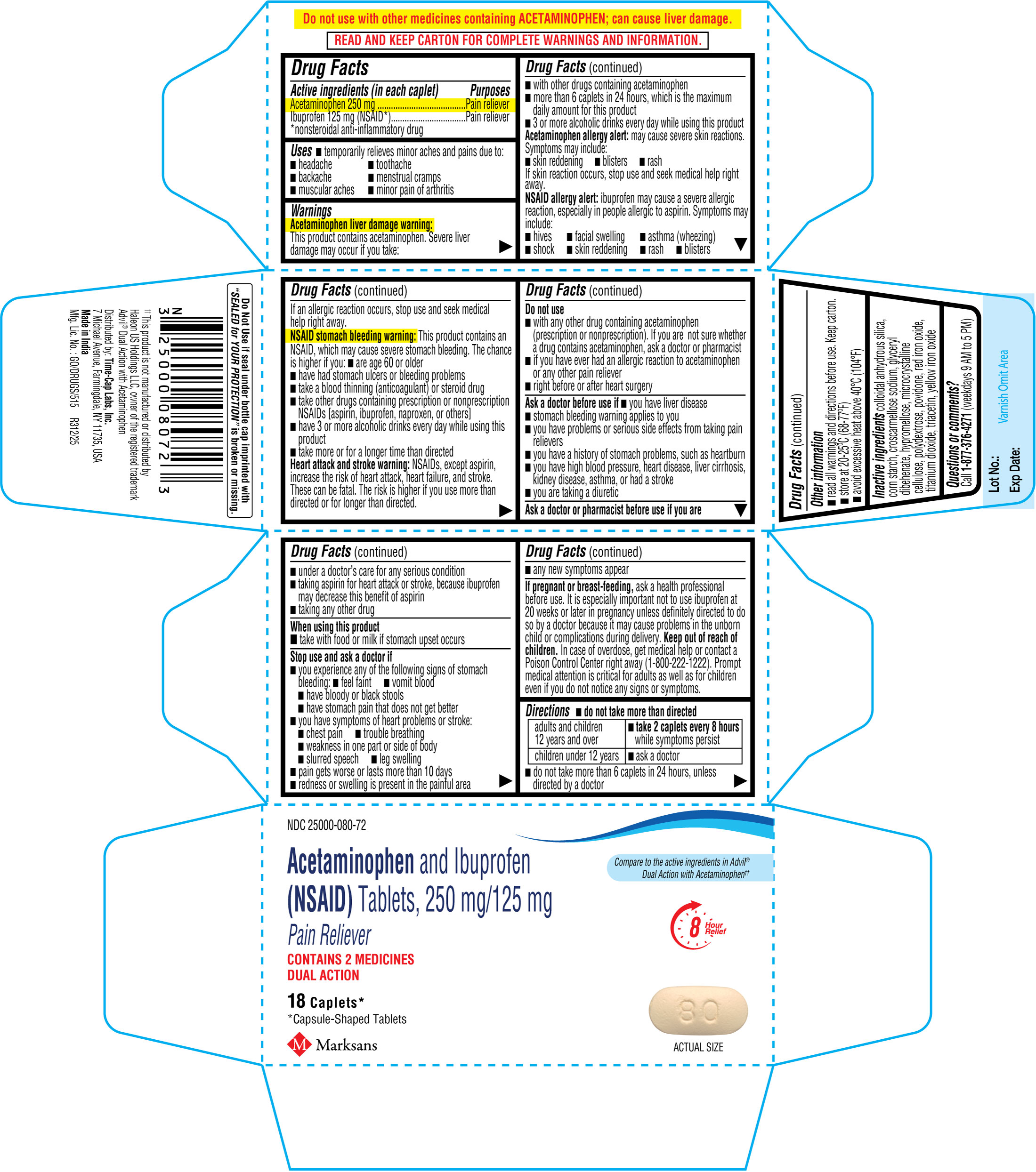 Pill image for Acetaminophen 250 Mg And Ibuprofen 125 Mg Tablets