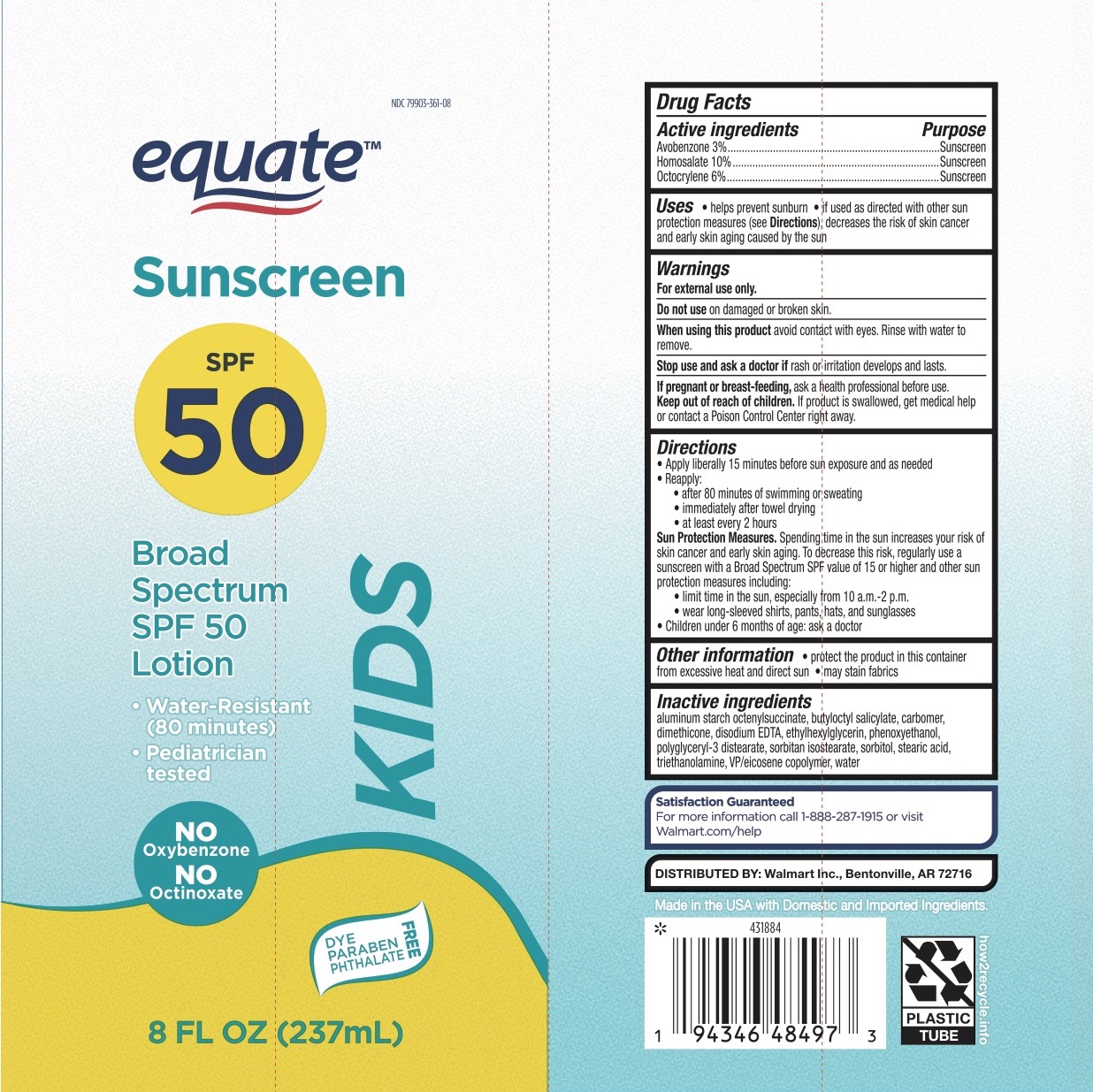 Pill image for Equate Spf 50 Kids Sunscreen Lotion