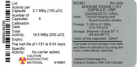 Pill image for These Highlights Do Not Include All The Information Needed To Use Sodium Iodide I 131 Capsules Diagnostic Safely And Effectively. See Full Prescribing Information For Sodium Iodide I 131 Capsules Diagnostic.