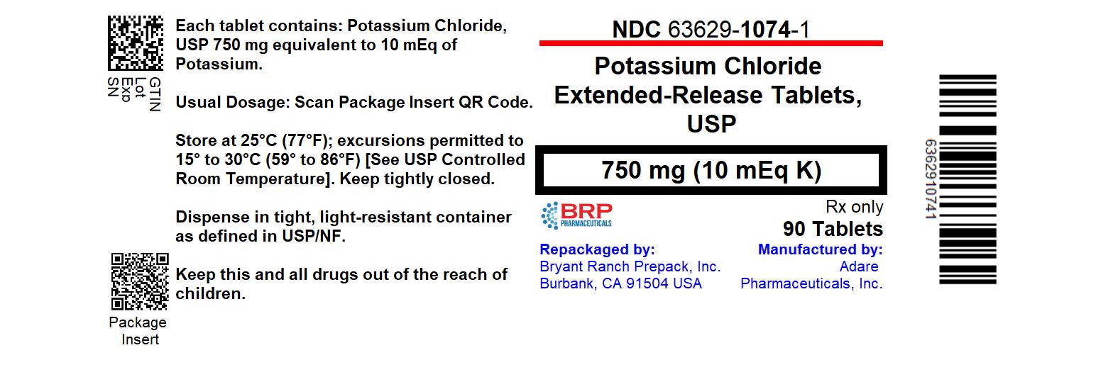 Pill image for Potassium Chloride Extended Release Tablets, Usp 10 Meq K