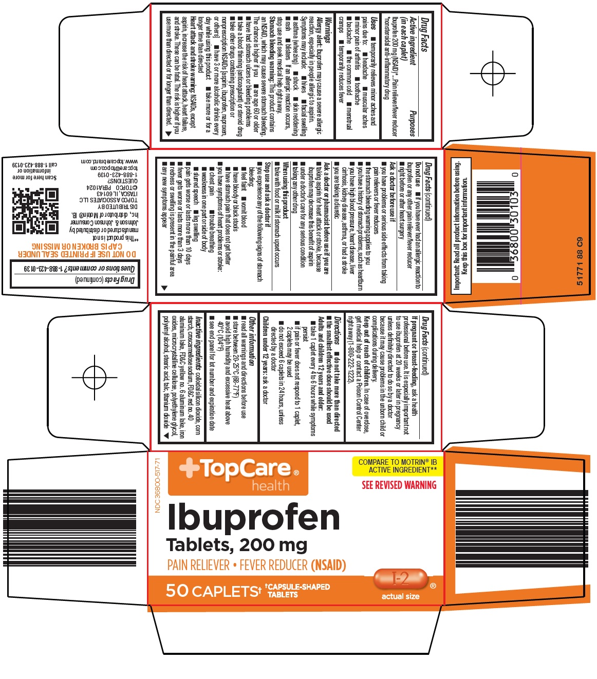 Pill image for Topco Associates Llc. Ibuprofen Tablets 200 Mg Drug Facts