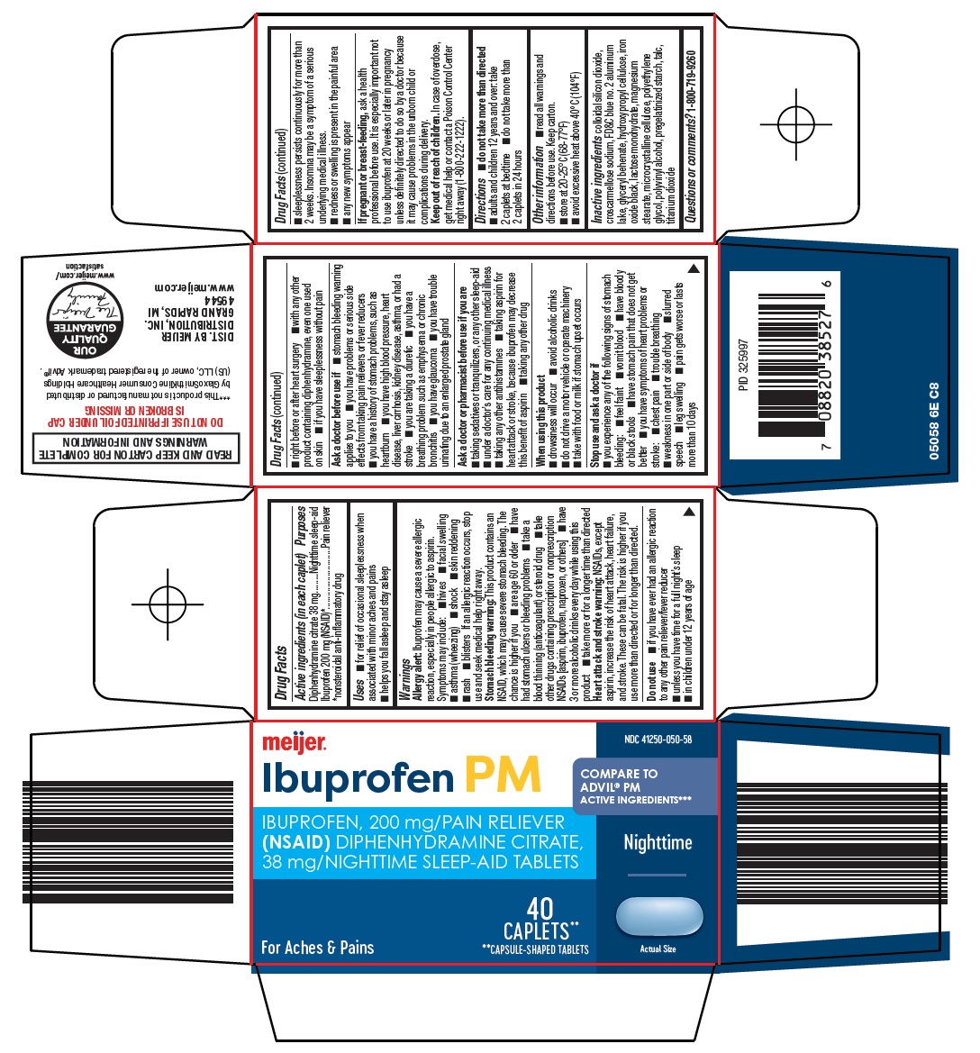 Pill image for Meijer Distribution, Inc. Ibuprofen Pm Drug Facts