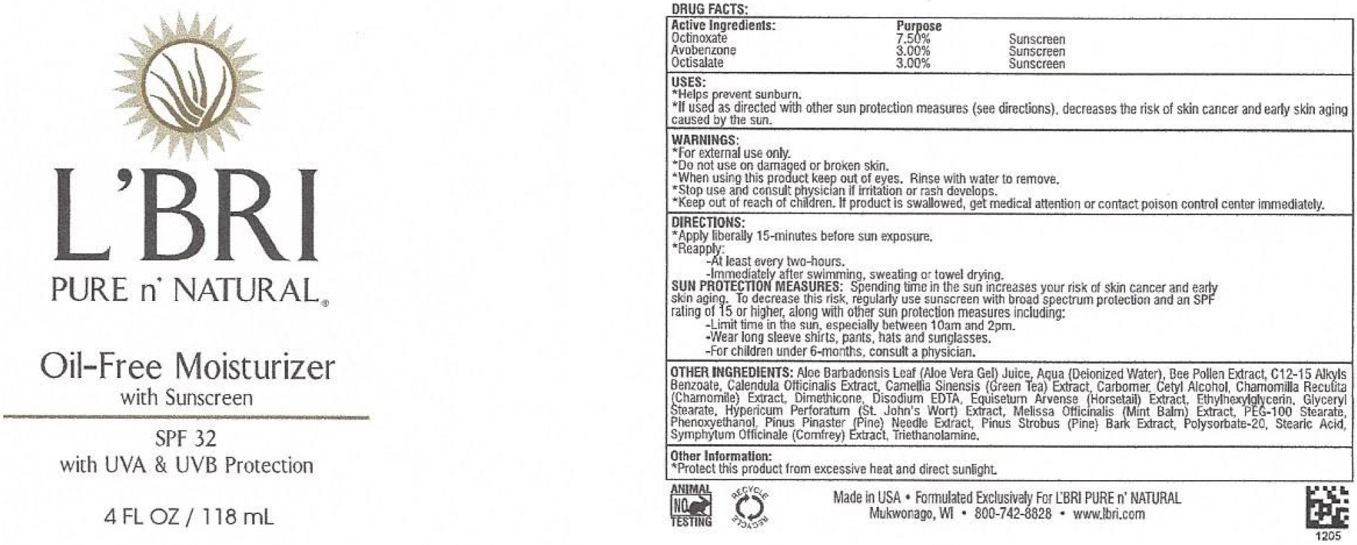 Pill image for L'bri Pure N'natural Oil-free Moisturizer Spf-32