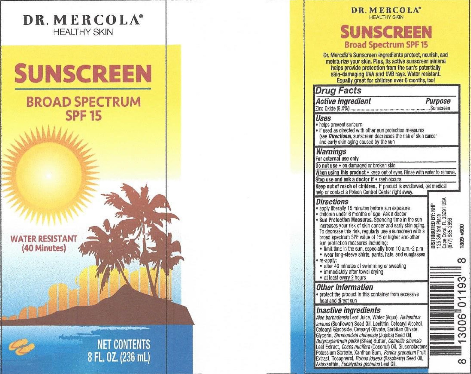 Pill image for dr. mercola broad spectrum spf-15 cream