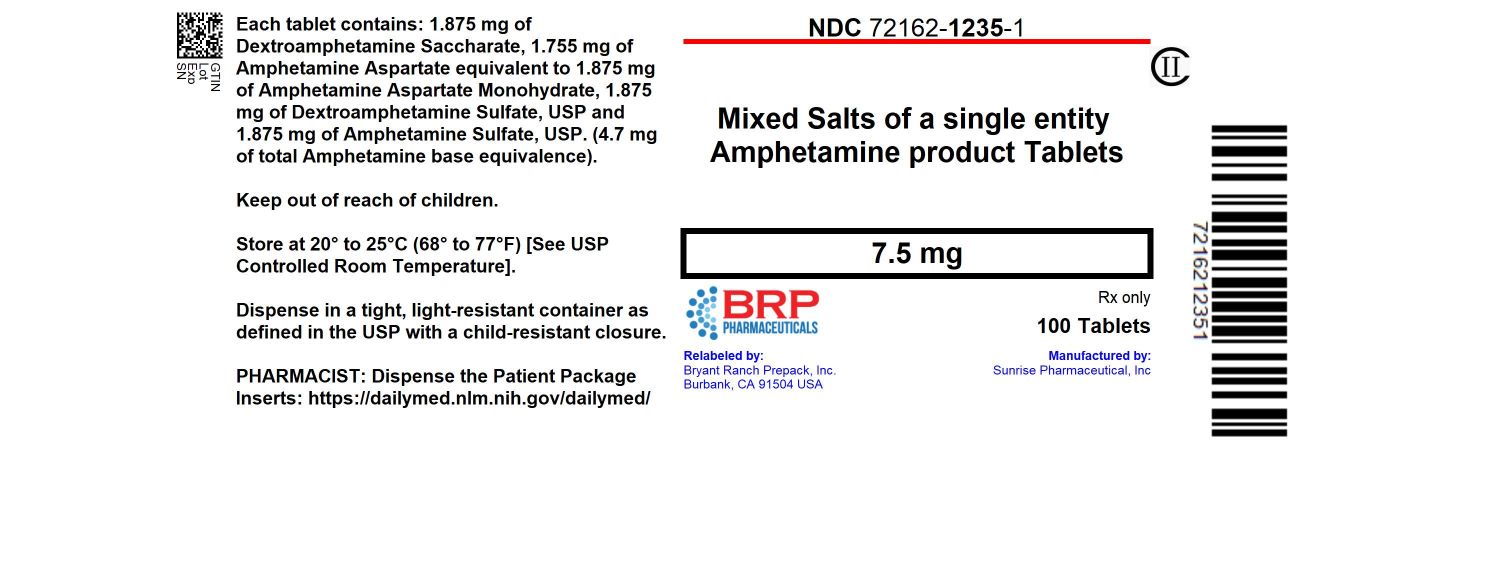 Pill image for Dextroamphetamine Saccharate, Amphetamine Aspartate, Dextroamphetamine Sulfate And Amphetamine Sulfate Tablets (mixed Salts Of A Single Amphetamine Product) Cii