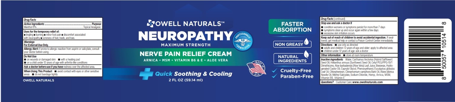 Pill image for Owell Naturals Neuropathy Pain Relief Cream (menthol) – 2 Fl Oz