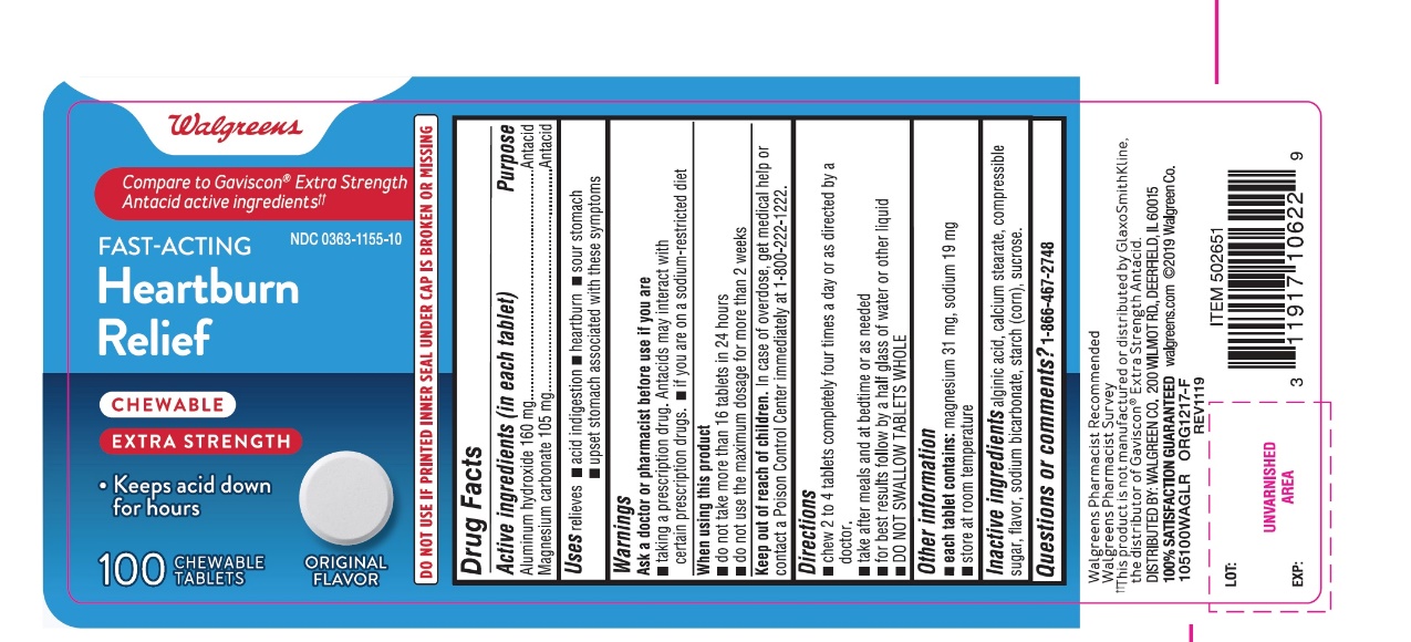 Pill image for Fast Acting Heartburn Relief Chewable Extra Strength Original Flavor 100 Chewable Tablets