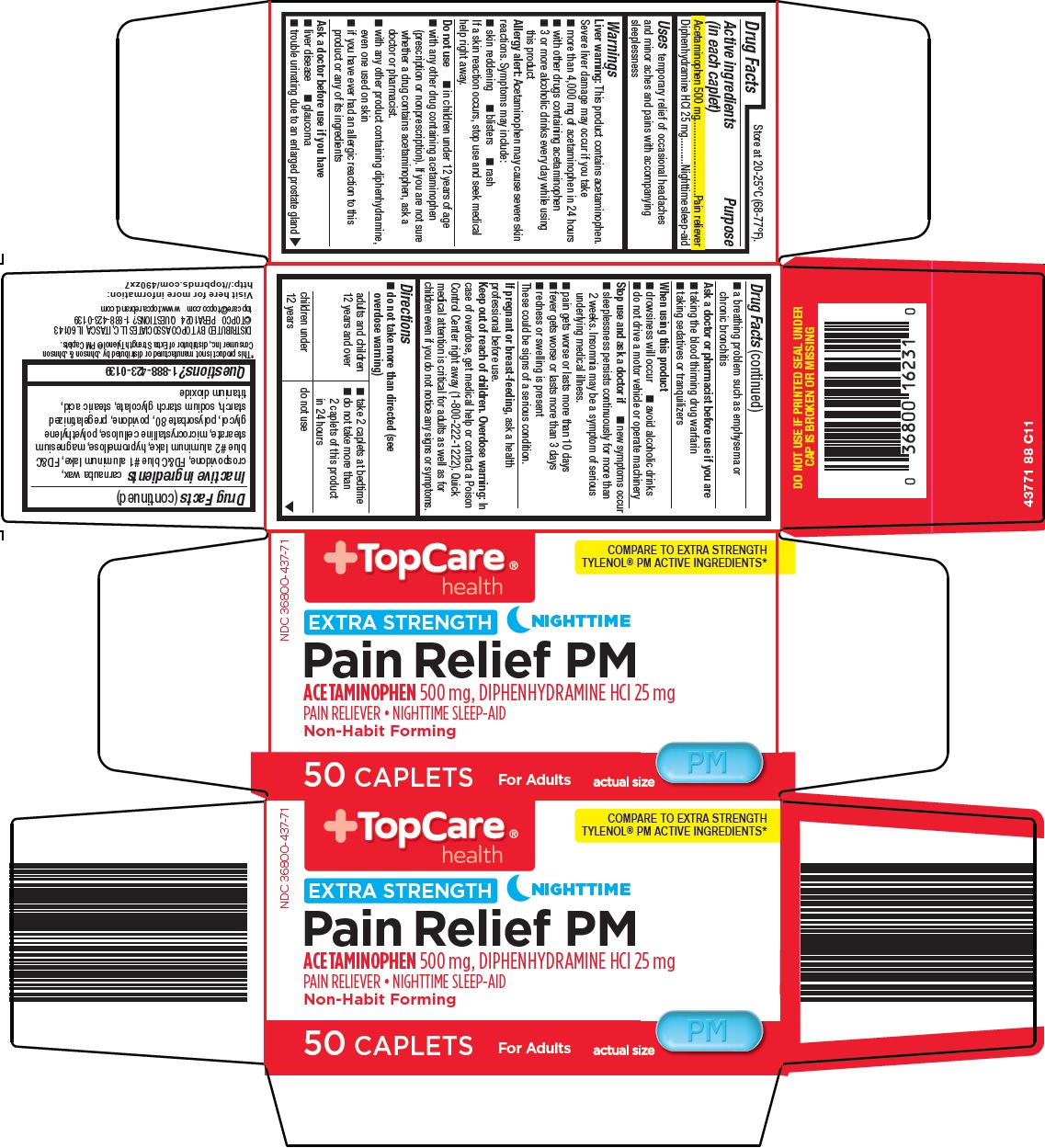Pill image for Topco Associates Llc. Pain Relief Pm Drug Facts