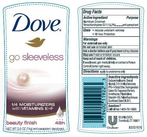Pill image for Dove Go Sleeveless Beauty Finish Antiperspirant Deodorant
