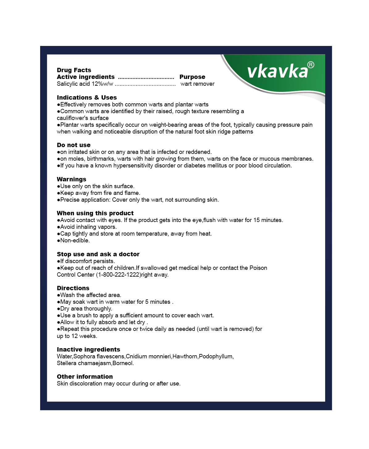 Pill image for 87386-001 Vkavka Wart Remover