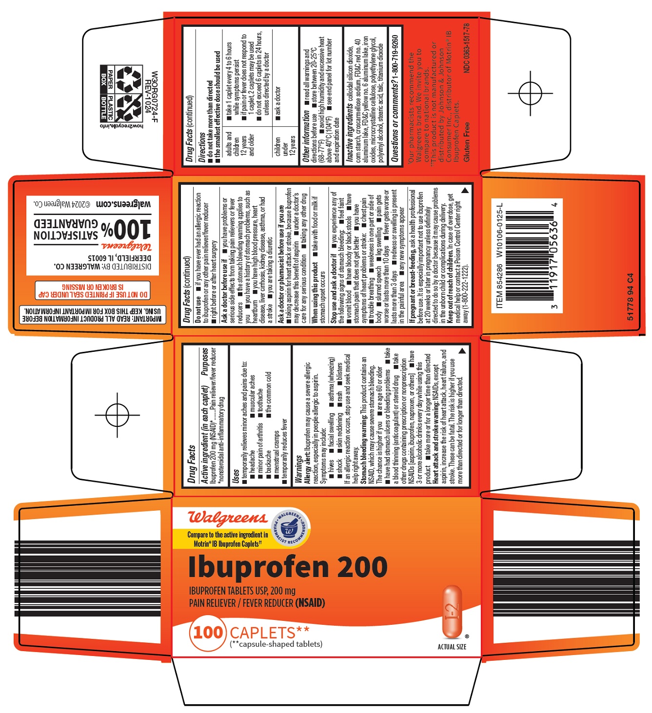 Pill image for Walgreen Co. Ibuprofen 200 Drug Facts