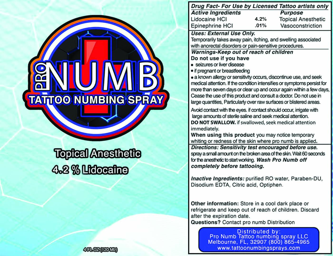 Pill image for Pro Numb Tattoo Sensetive Skin Spray 120 Ml