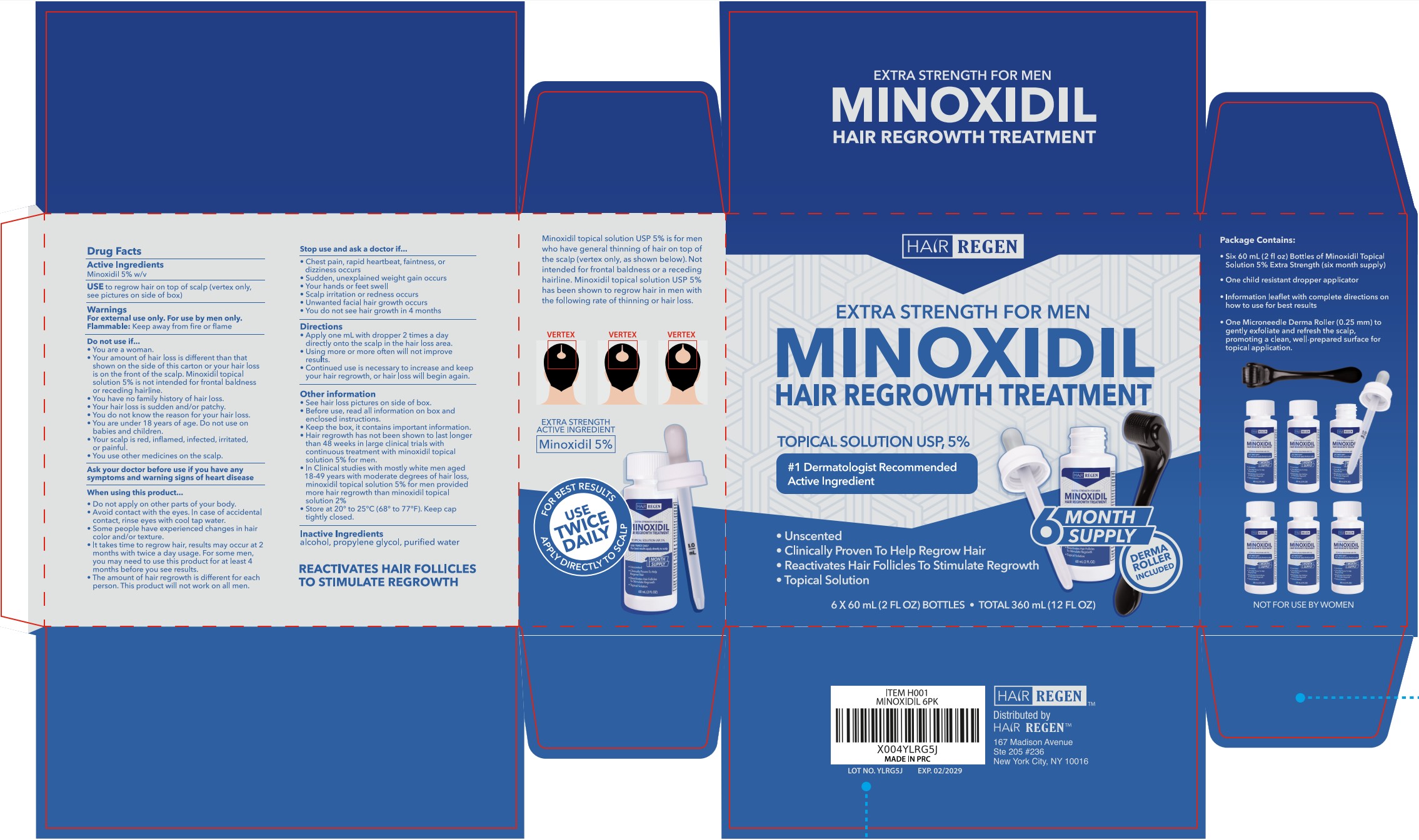 Pill image for Minoxidil 5%, Hair-regen Derma Roller Included, 60ml*6bottle
