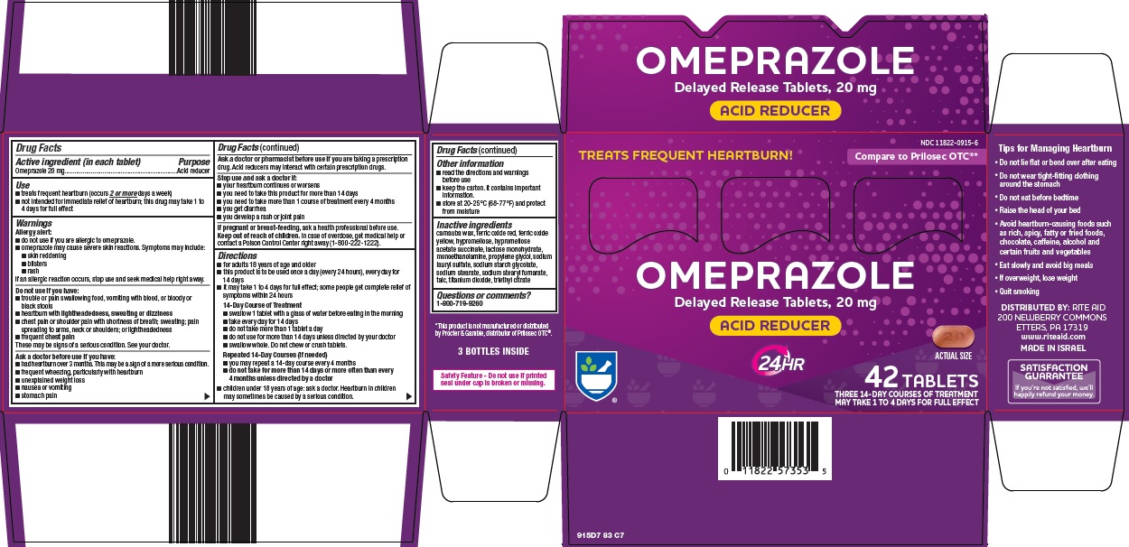 Pill image for Rite Aid Corporation Omeprazole Delayed Release Tablets 20 Mg Drug Facts