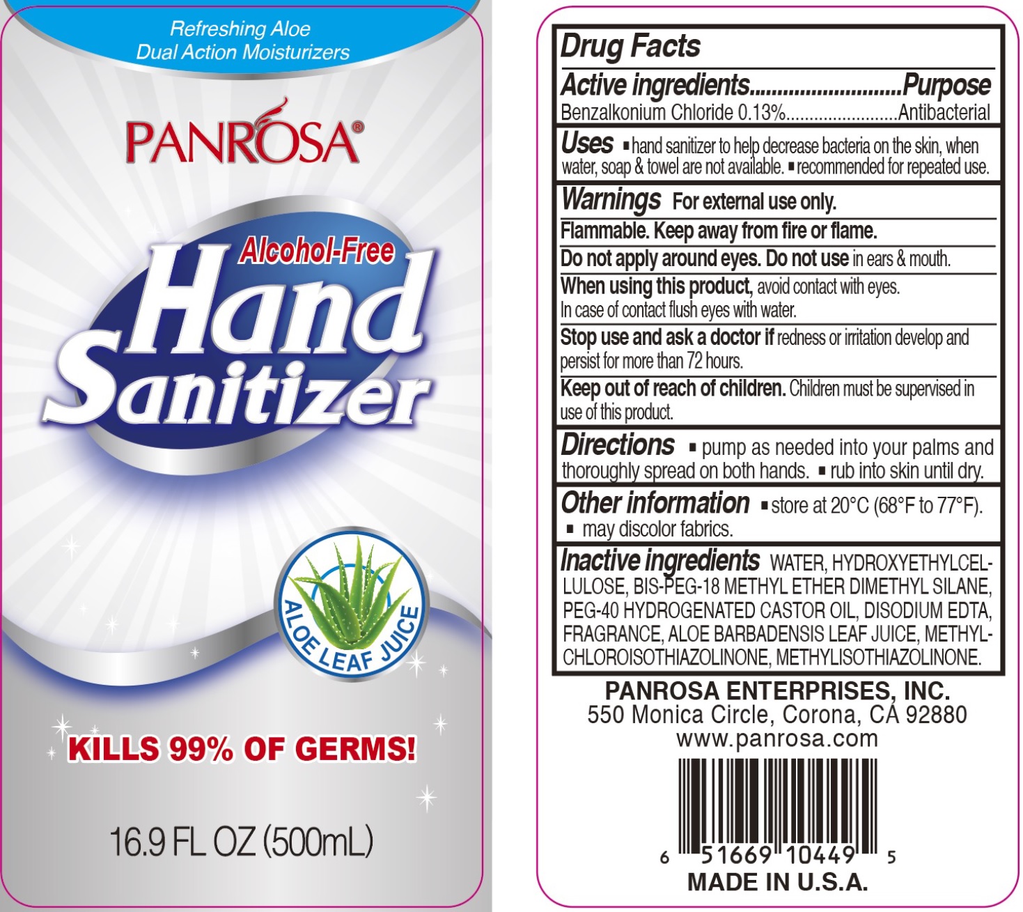 Pill image for Panrosa Alcohol-free Hand Sanitizer With Refreshing Aloe Dual Action Moisturizers