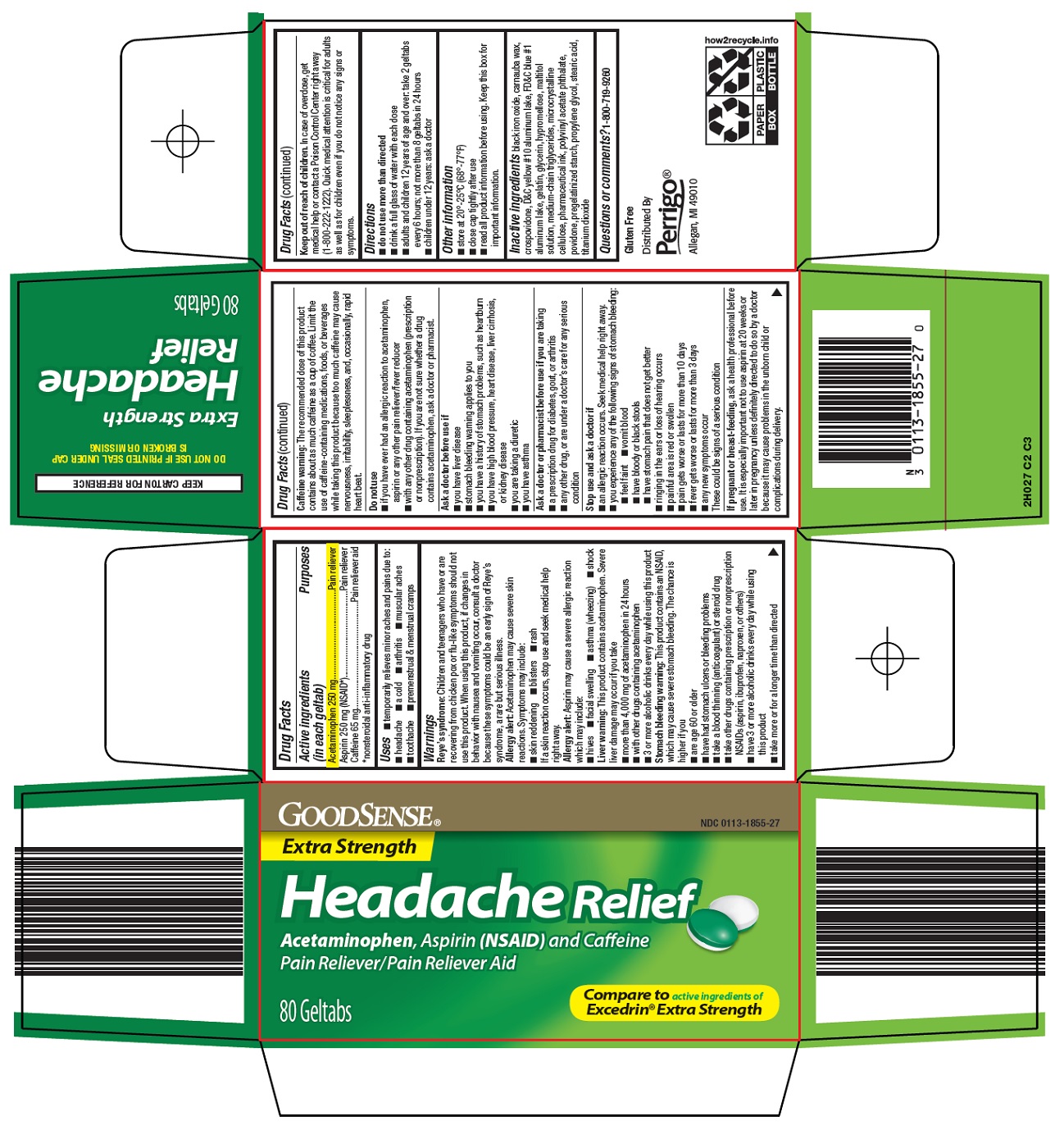 Pill image for Perrigo Headache Relief Drug Facts