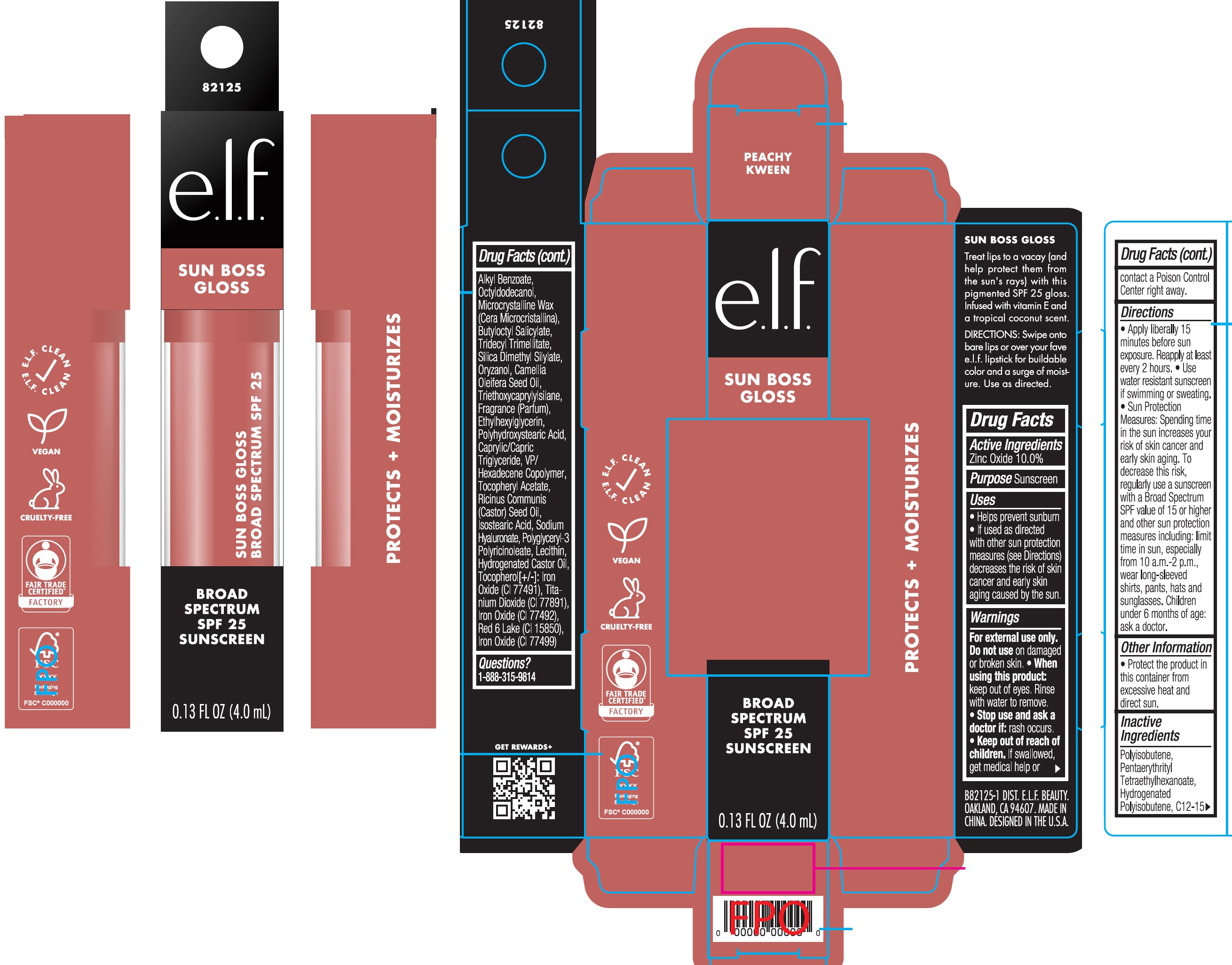 Pill image for e.l.f sun boss gloss spf 25 sunscreen peachy kween