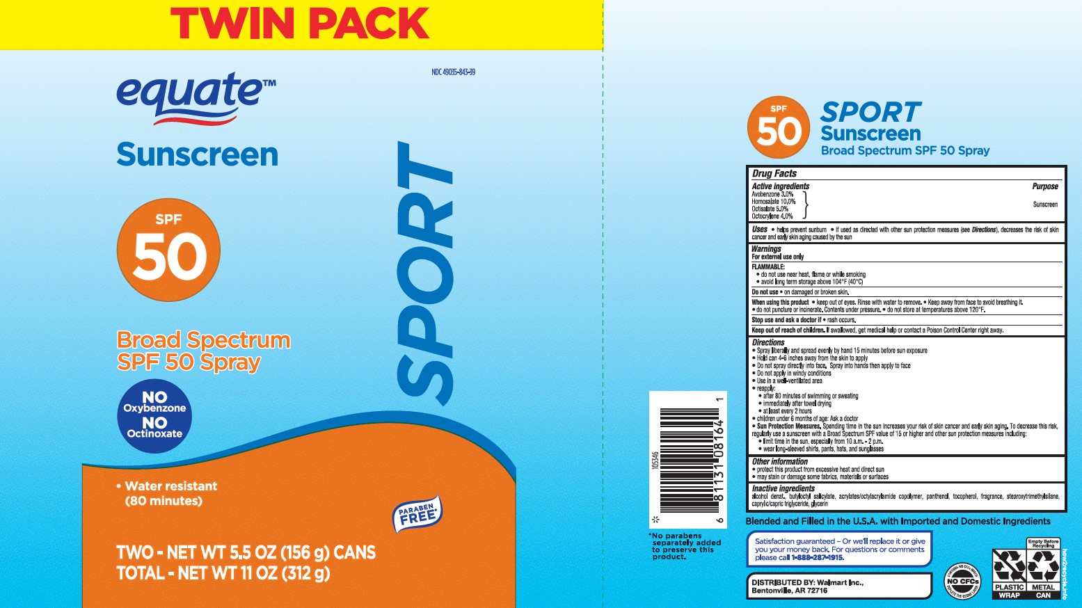 Pill image for Equate Sunscreen Spf 50 Sport Broad Spectrum Spray