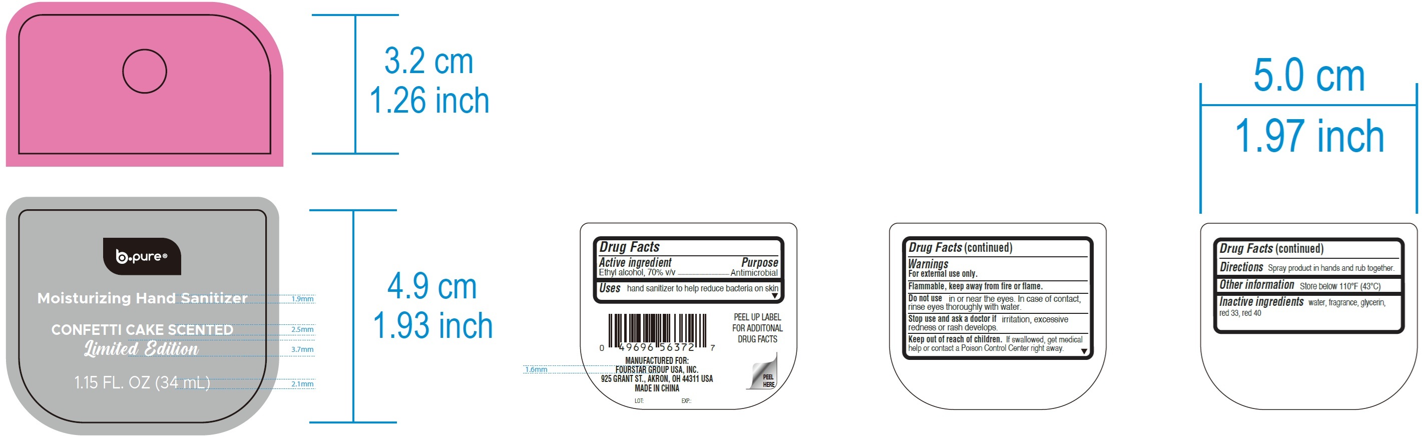 Pill image for B-pure Moisturizing Hand Sanitizer, Confetti Cake Scented