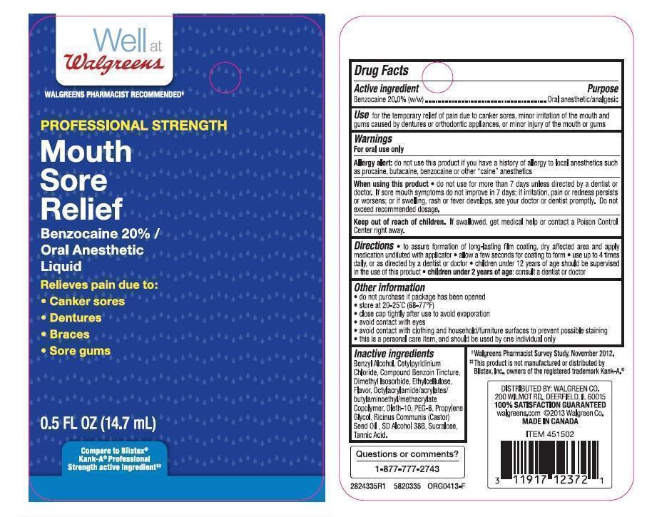 Pill image for Walgreens Professional Str Mouth Sore Relief Liquid