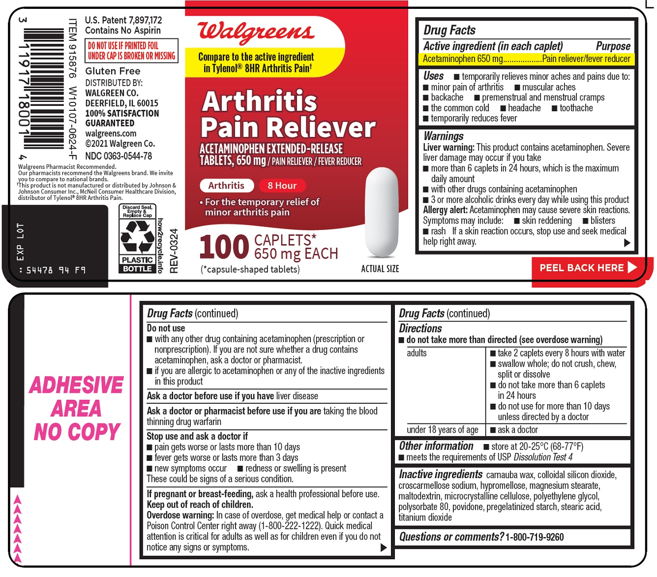 Pill image for Walgreen Co. Arthritis Pain Reliever Drug Facts