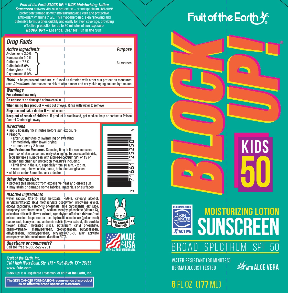 Pill image for Fruit Of The Earth Block Up! Kids Spf 50 Moisturizing Sunscreen Lotion