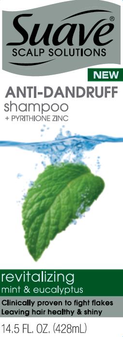 Pill image for Suave Revitalizing Mint And Eucalyptus Anti Dandruff Shampoo Pdp And Drug Facts Box