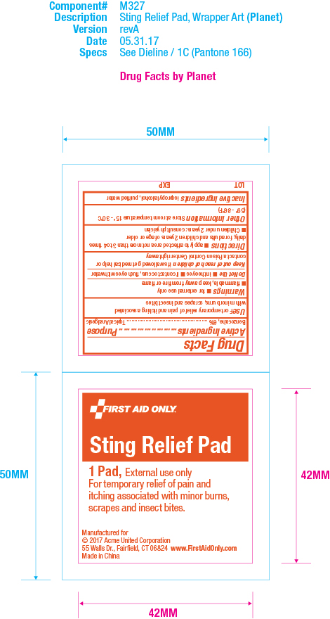 Pill image for First Aid Only Sting Relief Pad