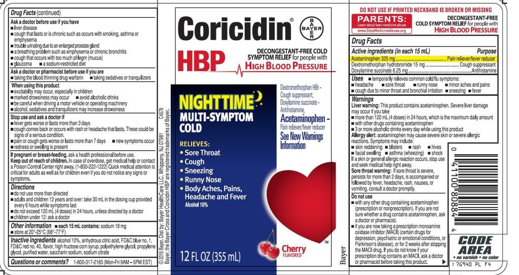 Pill image for Coricidin Hbp Nighttime Multi-symptom Cold Liquid
