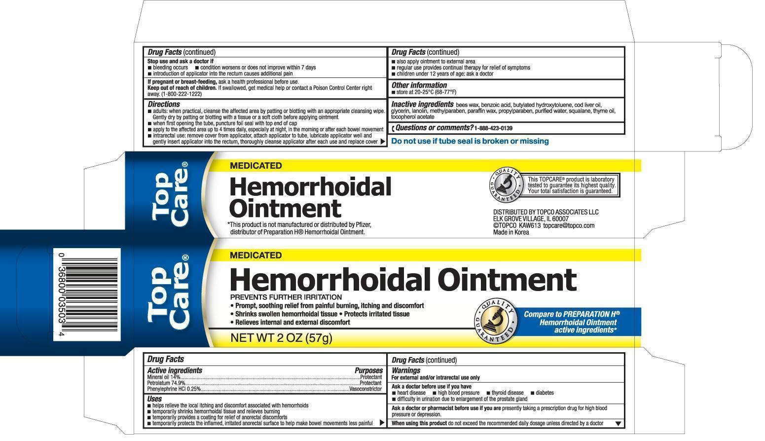 Pill image for Topco Associates Llc. Hemorrhoidal Ointment Drug Facts