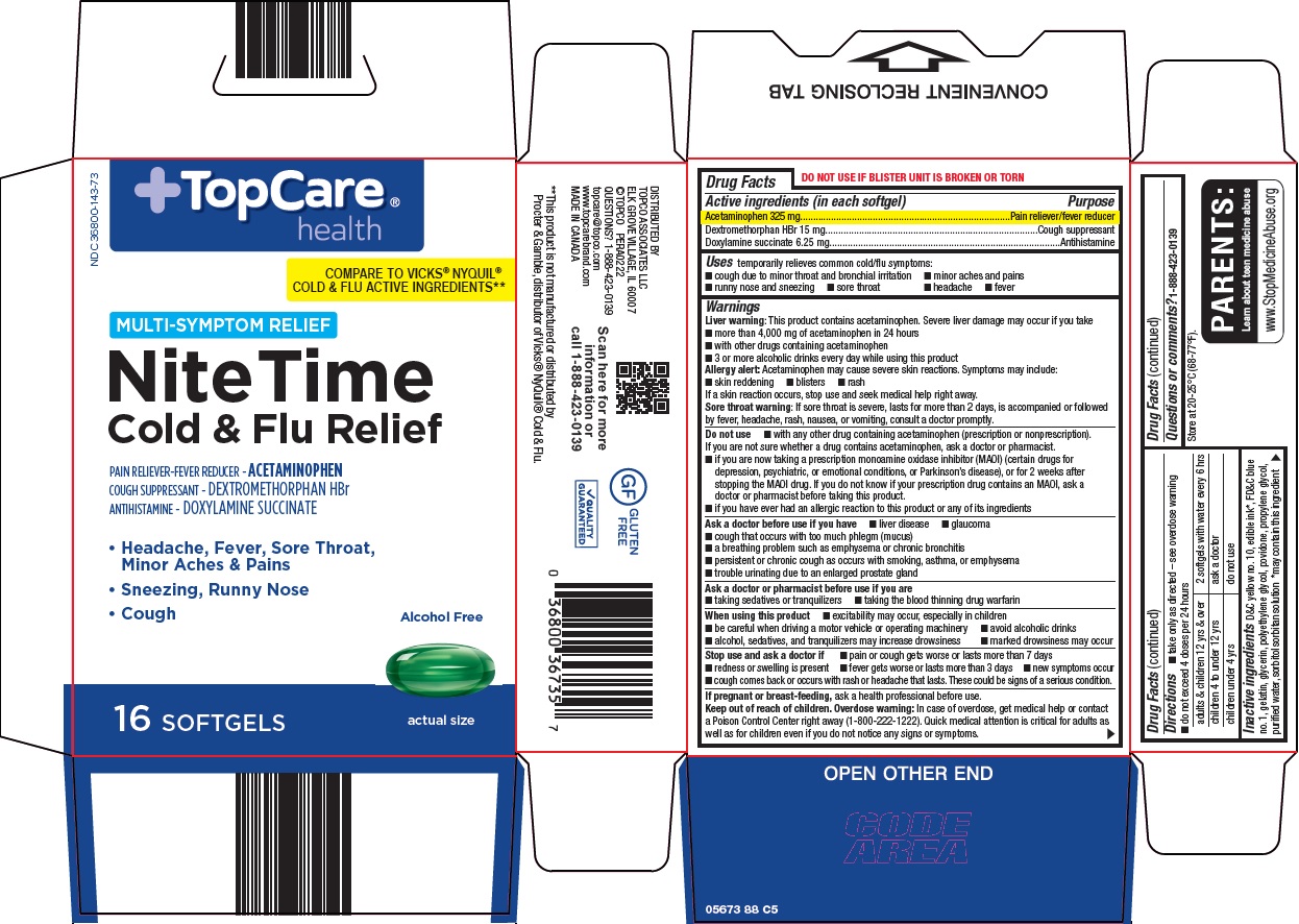 Pill image for Topco Associates Llc. Nite Time Cold & Flu Drug Facts