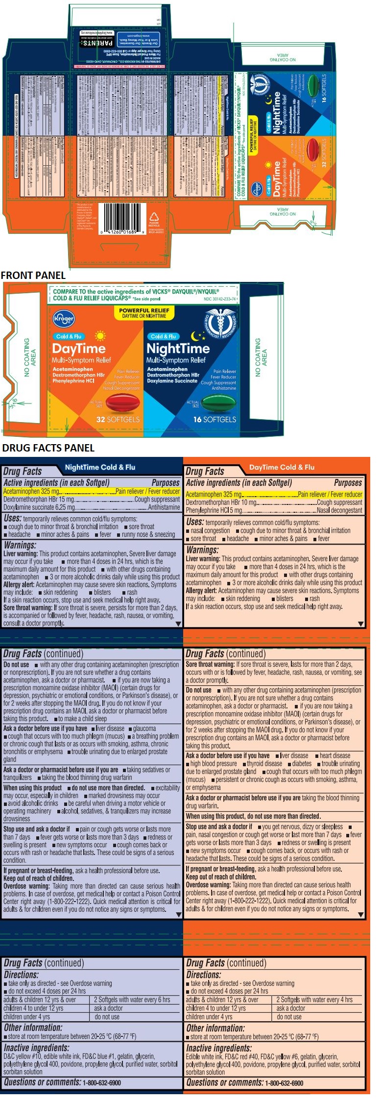 Pill image for Kroger Daytime And Nighttime Cold And Flu Softgel