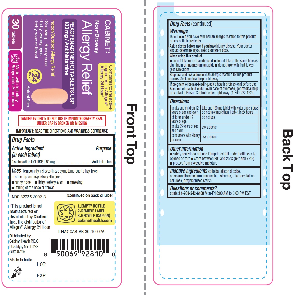 Pill image for Cabinet Non Drowsy Allergy Relief, Fexofenadine