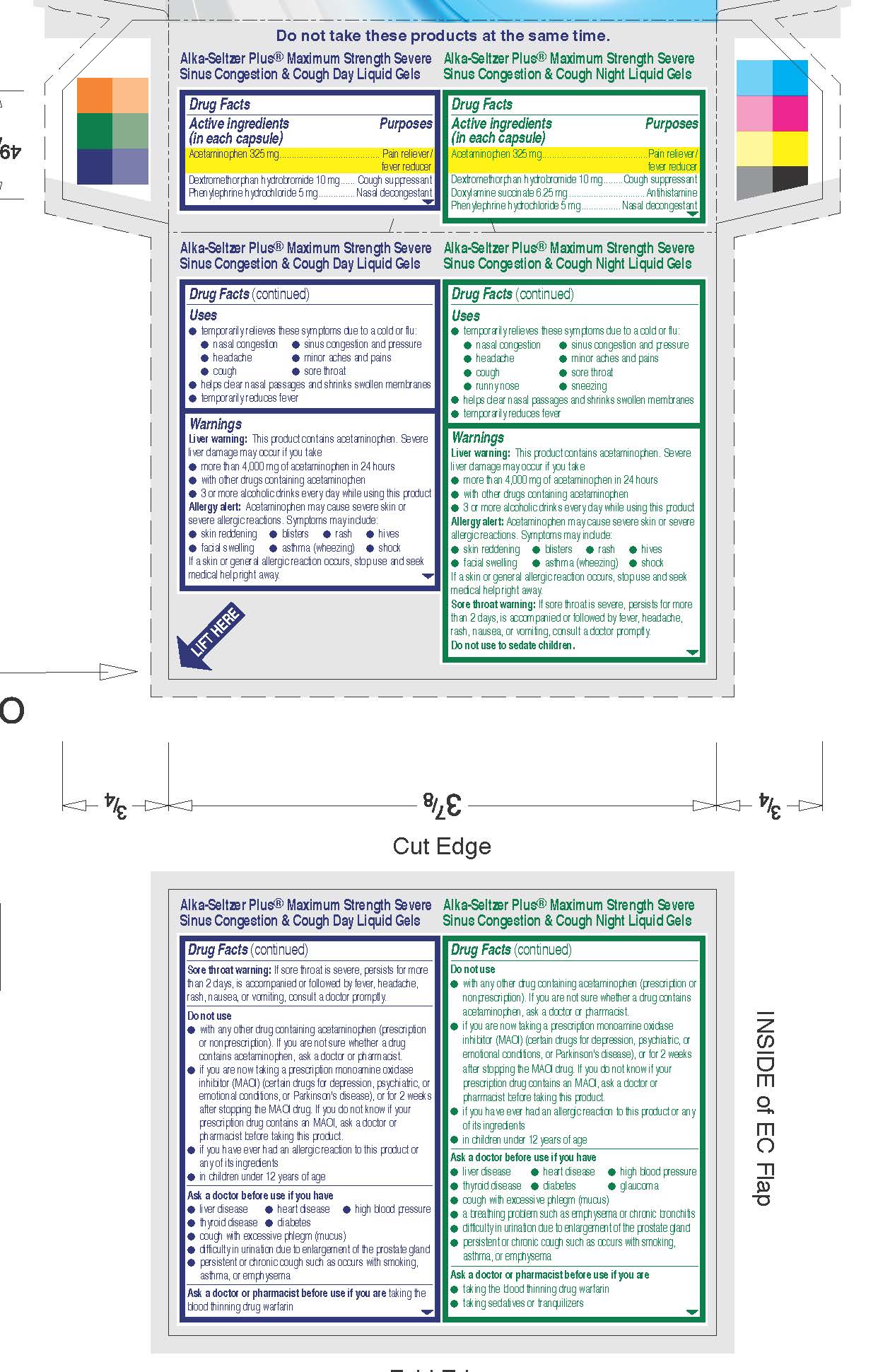 Pill image for Alka-seltzer Plus® Maximum Strength Severe Sinus Congestion & Cough Day & Night Liquid Gels