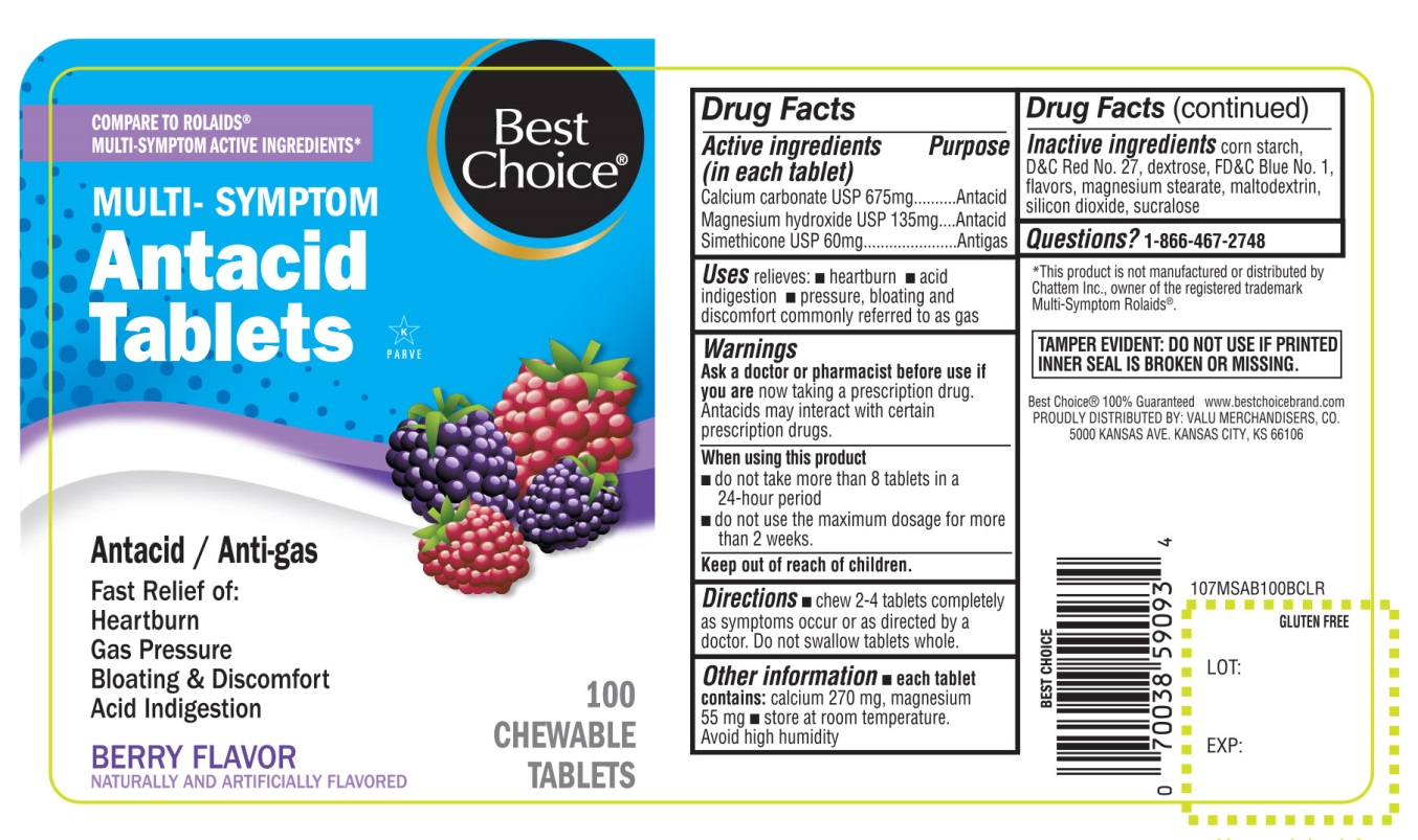 Pill image for Best Choice® Multi Symptom 100 Chewable Tablets Berry Flavor