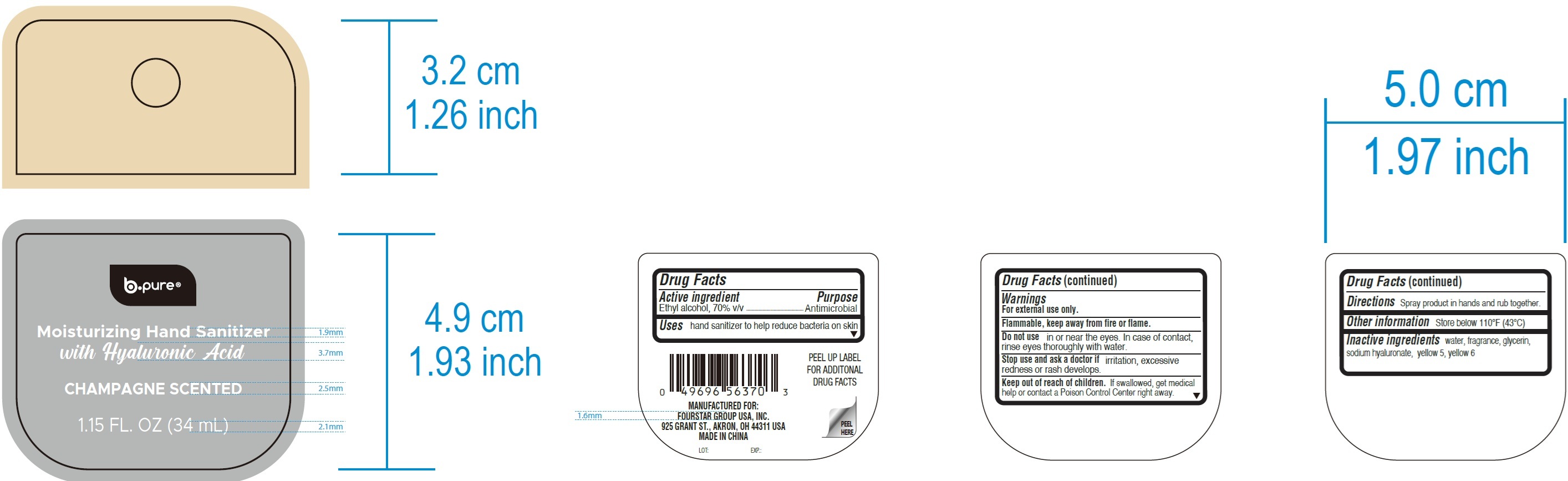 Pill image for B-pure Moisturizing Hand Sanitizer, Champagne Scented