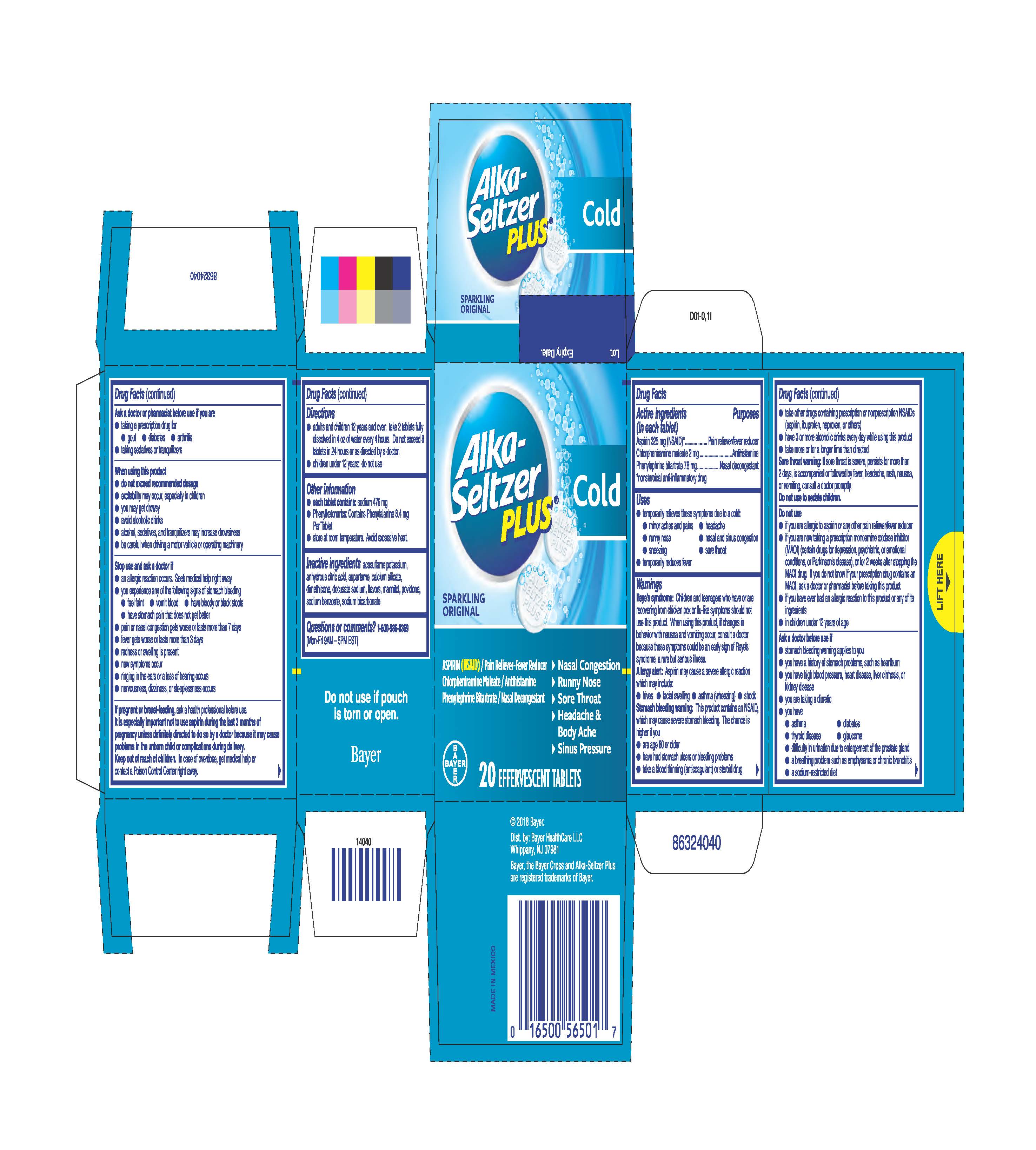 Pill image for Alka-seltzer Plus® Cold Sparkling Original Effervescent Tablets