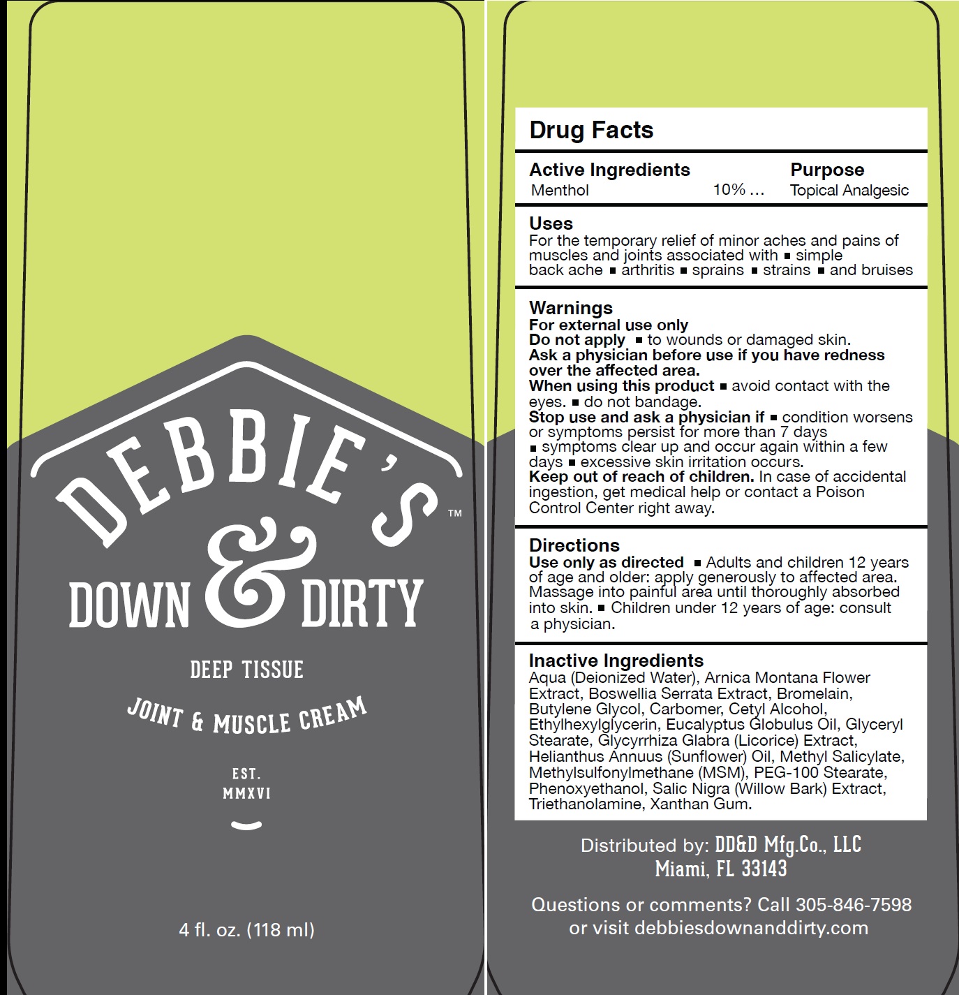 Pill image for debbie's down & dirty deep tissue joint and muscle cream