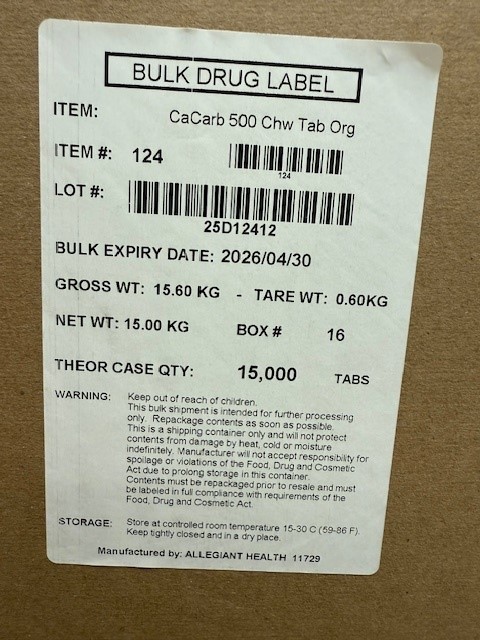 Pill image for 124 -calcium Carbonate 500mg