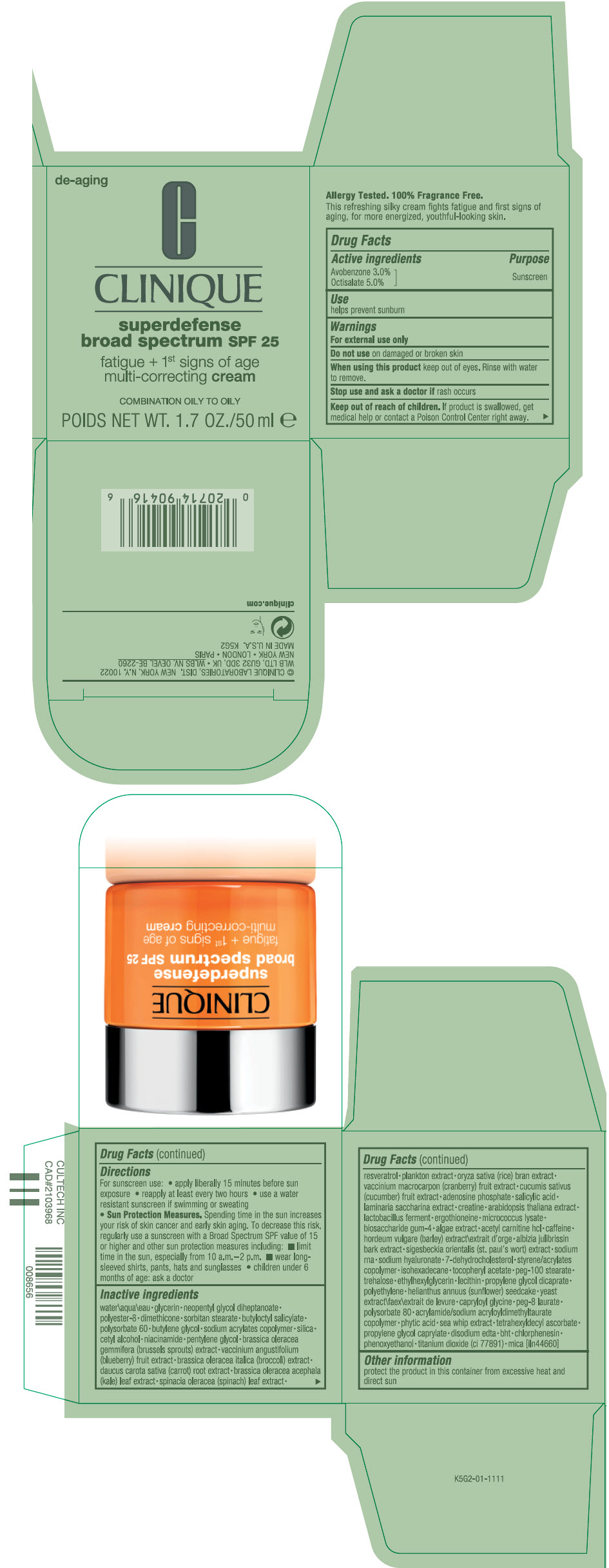 Pill image for Superdefense Broad Spectrum Spf 25 Fatigue + 1st Signs Of Age Multi-correcting Cream