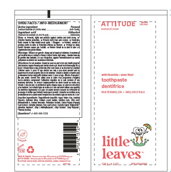 Pill image for Attitude Little Leaves Toothpaste With Fluoride - Watermelon