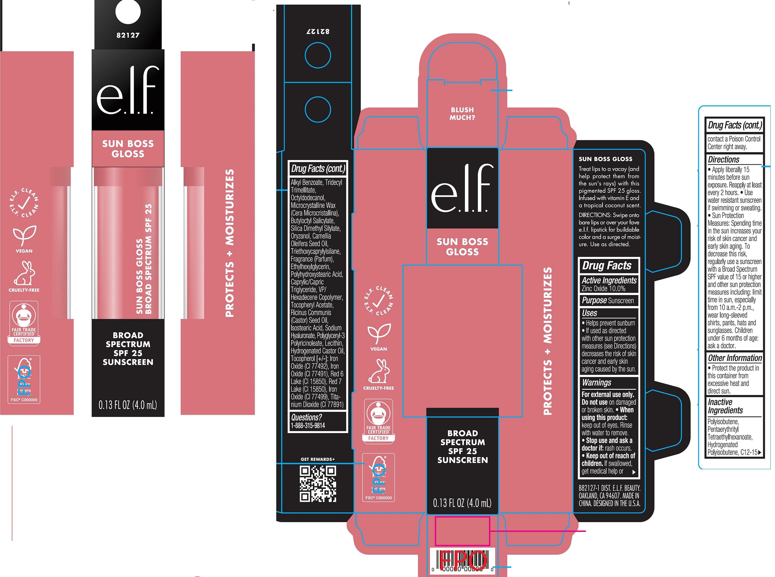 Pill image for E.l.f Sun Boss Gloss Spf 25 Sunscreen Blush Much