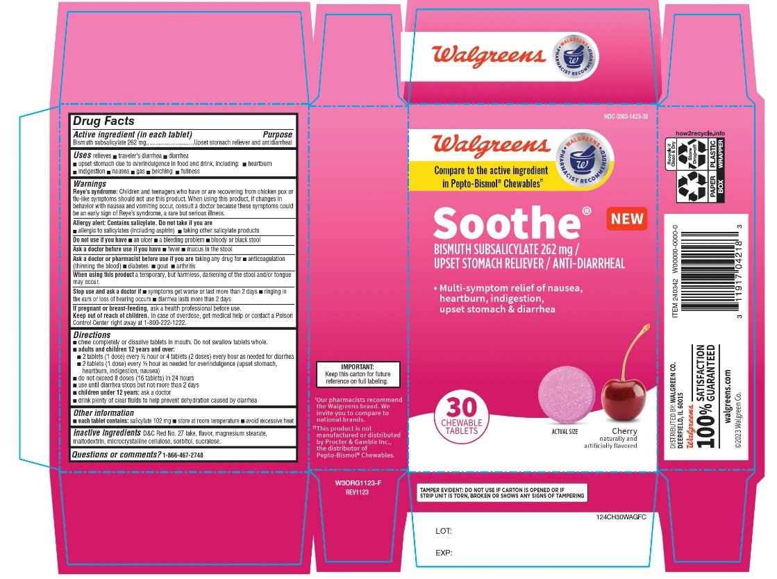 Pill image for Walgreen’s Stomach Relief Bismuth Subsalicylate 262 Mg 30 Chewable Tablets