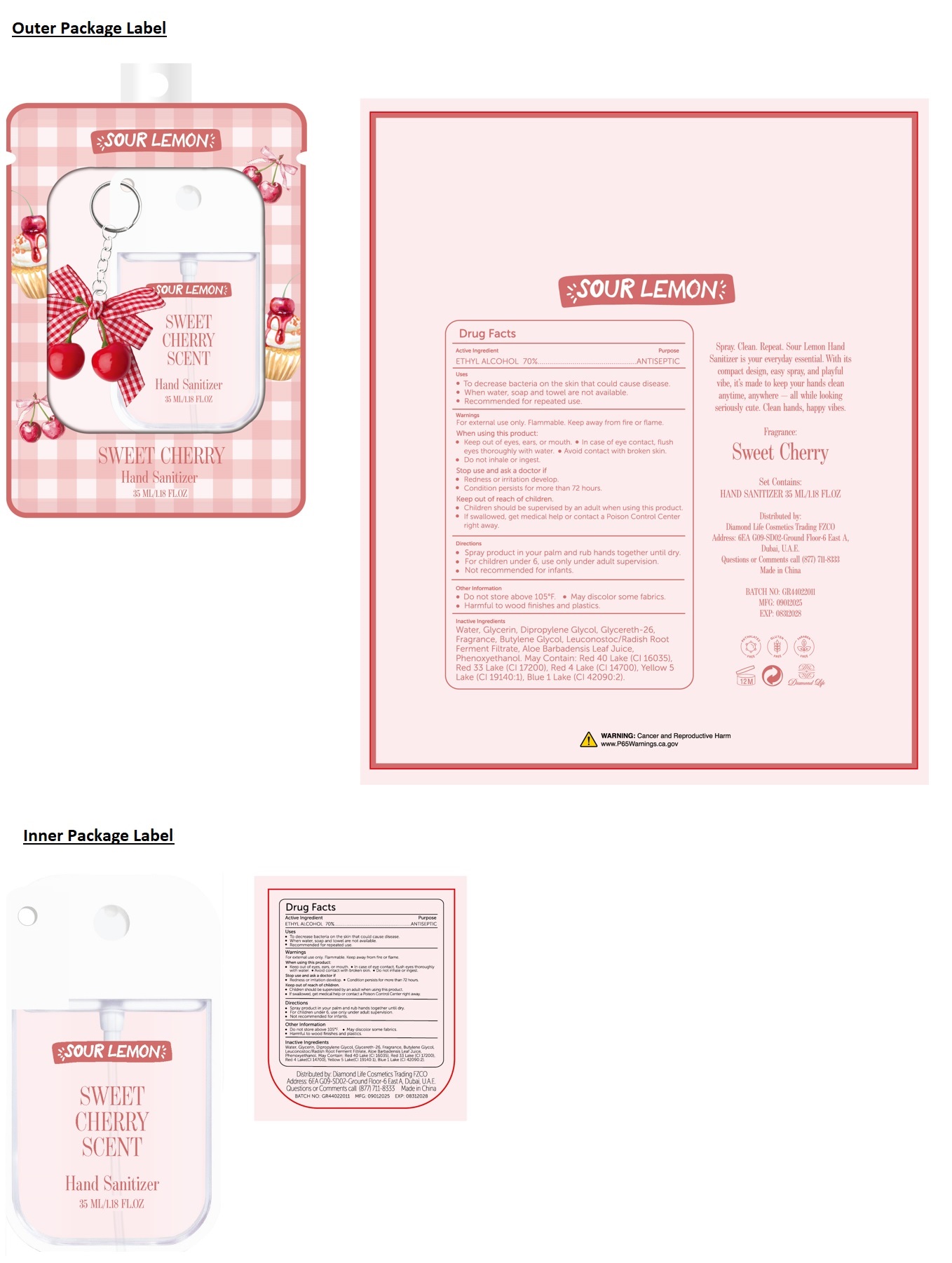 Pill image for sour lemon hand sanitizer sweet cherry scent