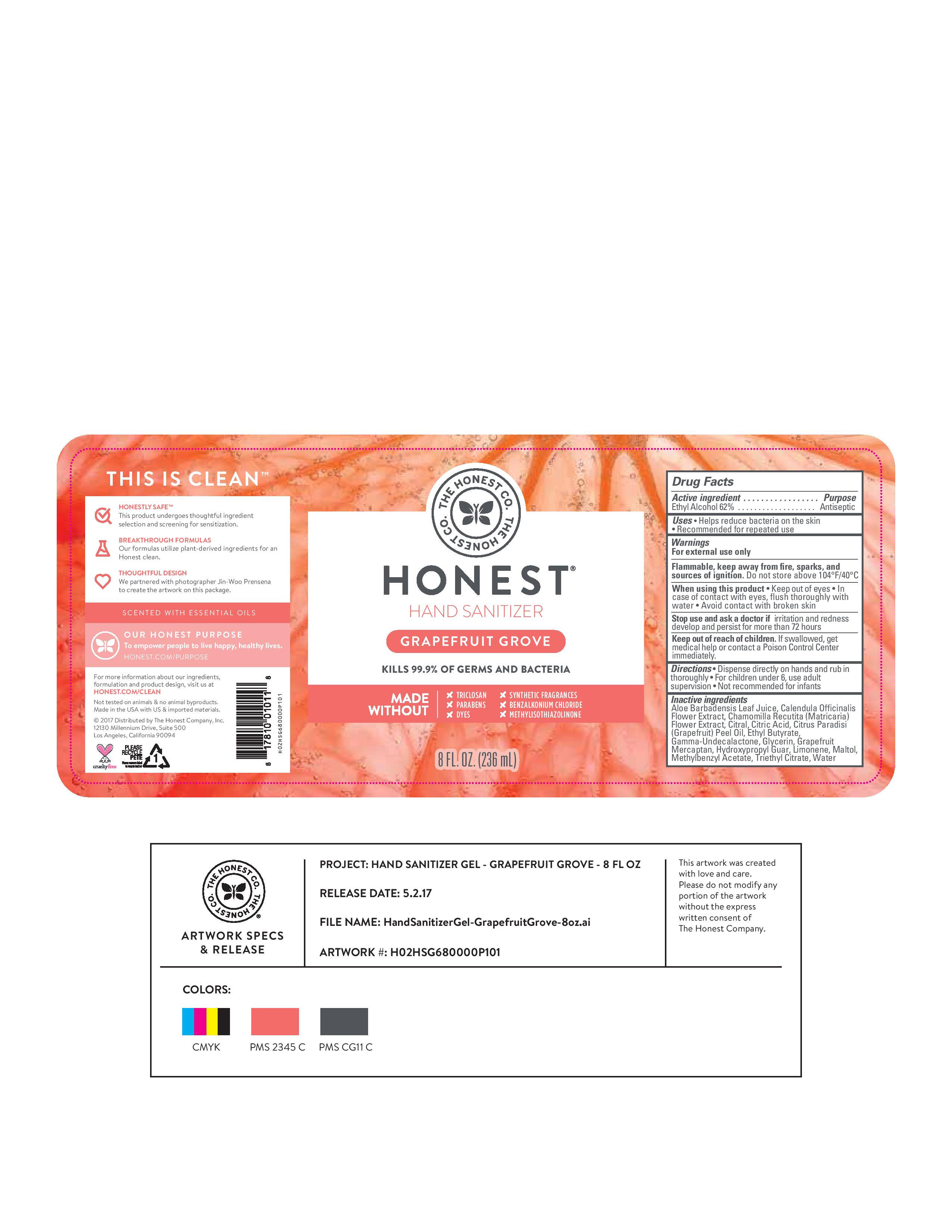 Pill image for Honest Hand Sanitizer Gel Grapefruit Grove 8 Oz